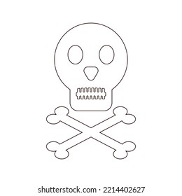 Skull and cross bones black outline on white background Vector illustration