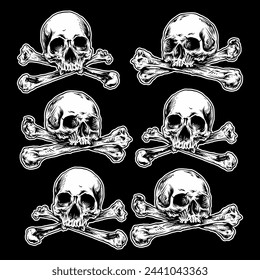 skull cross bones danger sign vector