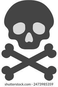 Skull and cross bones flat icon isolated on white background.