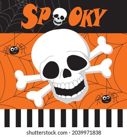 Skull and cross bones for halloween greeting card