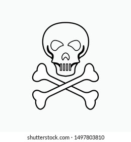 Skull and Cross Bones Icon. Dangerous, Poisonous 
Illustration. Applied as Trendy Symbol for Design Elements, Websites, Presentation and Application - Vector.