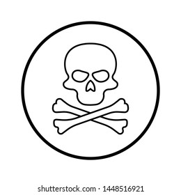 Skull and Cross Bones Icon - Vector, Poison or Toxic in Simple Sign & Trendy Symbol for Design and Websites, Presentation or Mobile Application. 