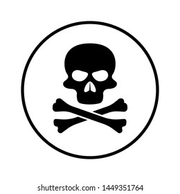 Skull and Cross Bones Icon - Vector, Poison or Toxic in Simple Sign & Trendy Symbol for Design and Websites, Presentation or Mobile Application. 