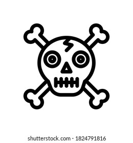 Skull with cross bones line icon. Vector illustration, Isolated on white background