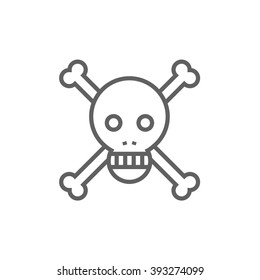 Skull And Cross Bones Line Icon.