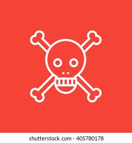 Skull and cross bones line icon.