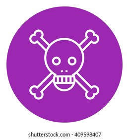 Skull and cross bones line icon.