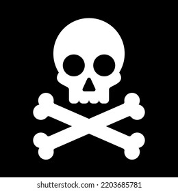 skull and cross bones logo icon flat vector illustration clipart