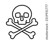 Skull And Cross Bones Outline Icon Vector Illustration