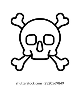 Skull And Cross Bones Outline Icon Vector Illustration
