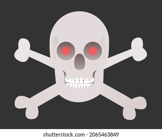 Skull And Cross Bones With Red Glowing Eyes.