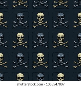 Skull and cross bones seamless pattern. Original design for print or digital media.