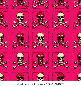 Skull and cross bones seamless pattern. Original design for print or digital media.