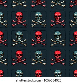 Skull and cross bones seamless pattern. Original design for print or digital media.