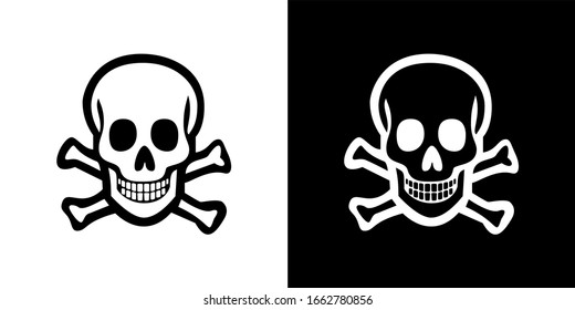 Skull and Cross Bones Sign Black and White Vector Illustration