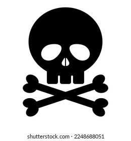 Skull and cross bones silhouette icon. Death skull. Poisonous and hazardous material sign. Vector.