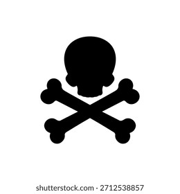 Skull and cross bones silhouette vector flat illustration design.