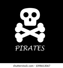 skull and cross bones with text pirates