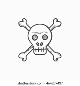 Skull and cross bones vector sketch icon isolated on background. Hand drawn Skull and cross bones icon. Skull and cross bones sketch icon for infographic, website or app.