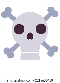 Skull and Cross Bones White and Grey Vector Icon