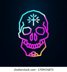 Skull, cross, flower, plant nolan icon. Simple thin line, outline vector of dia de muertos icons for ui and ux, website or mobile application
