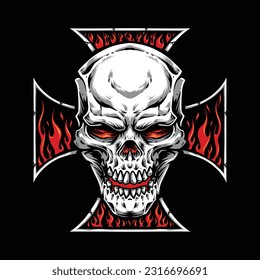 skull with cross logo illustration