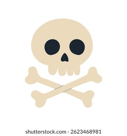 A skull with a cross on it. The skull is drawn in a cartoon style