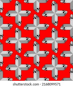 Skull cross pattern seamless abstract. geometric skull background