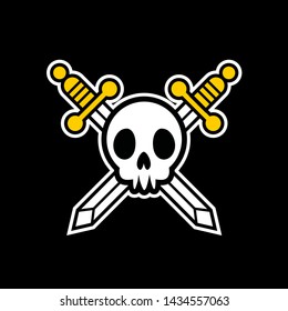 Skull and cross swords pirate symbol - Vector