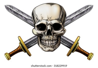Buy Black Skull and Cross Swords Svg Png files