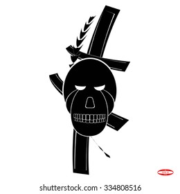 skull and cross for tattoo. vector illustration