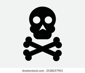 Skull Crossbone Cross Bone Pirate Piracy Halloween Horror Scary Spooku Toxic Danger Poison Dangerous Sign Icon Shape Outline Black White Vector