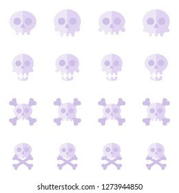 Skull and crossbone icons pack. Isolated skull and crossbone symbols collection. Graphic icons element