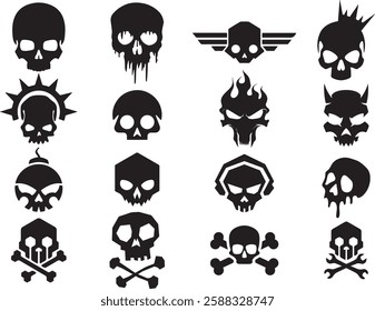 Skull  and crossbone icons set,concept of pirate,Warning and Danger symbols