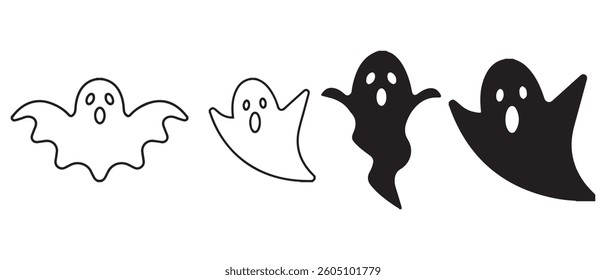 Skull crossbone pirate icon set logo Halloween ghost.