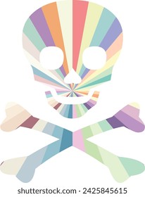 skull and crossbone swith small striped inside different shades and colors. skull and crossbones vector illustration.
