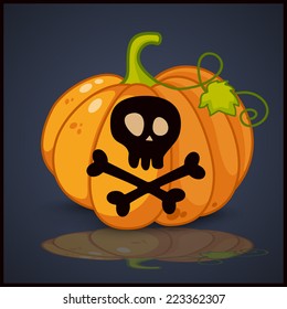 skull and crossbones  and background for pumpkins for Halloween