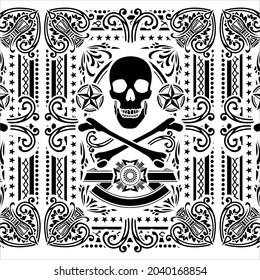 skull and crossbones bandana pattern vector illustration good for headband design