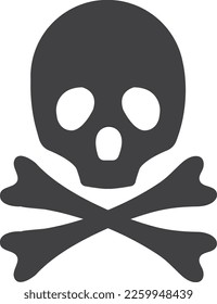 Skull and crossbones black icon. Poison sign. Death danger symbol