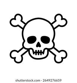 Skull and Crossbones Black and White Icon vector 1