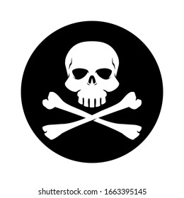 Skull And Crossbones Button Vector Icon illustration Silhouette.