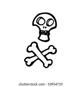 Vector Single Cartoon Skull Crossbones Doodle Stock Vector (Royalty