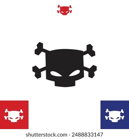 Skull and crossbones cartoon symbol, mask doodle 