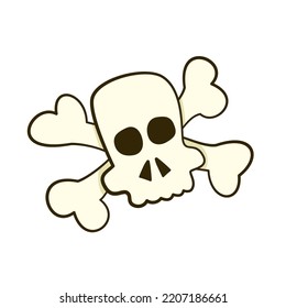 Skull and crossbones. Cartoon. Vector illustration