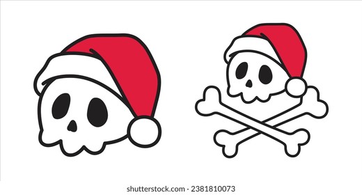 skull crossbones christmas santa claus hat vector icon Halloween pirate doodle cartoon character logo symbol illustration design clip art isolated