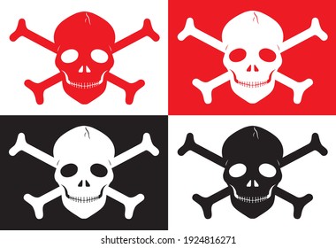 skull crossbones classic old style design danger sign illustration