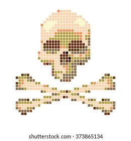 Skull and crossbones collected from pixels on a white background.