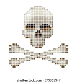 Skull and crossbones collected from pixels on a white background.