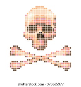 Skull and crossbones collected from pixels on a white background.