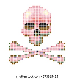 Skull and crossbones collected from pixels on a white background.